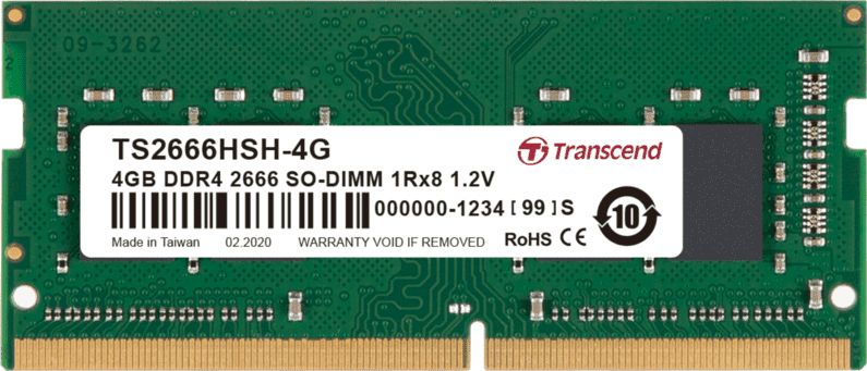 Pamięć do laptopa Transcend SODIMM, DDR4, 4 GB, 2666 MHz, CL19 (TS2666HSH-4G)