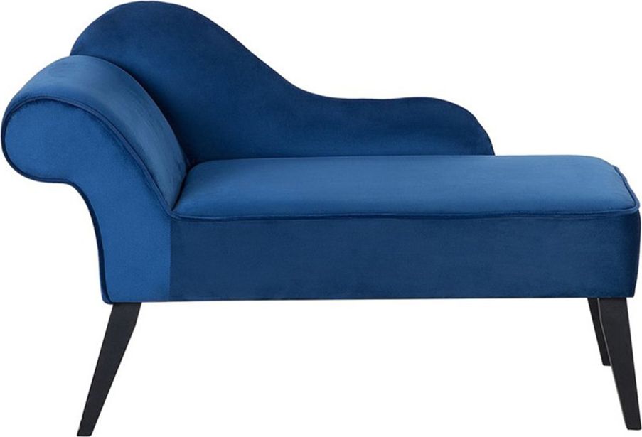 Beliani Szezlong welurowy lewostronny niebieski BIARRITZ