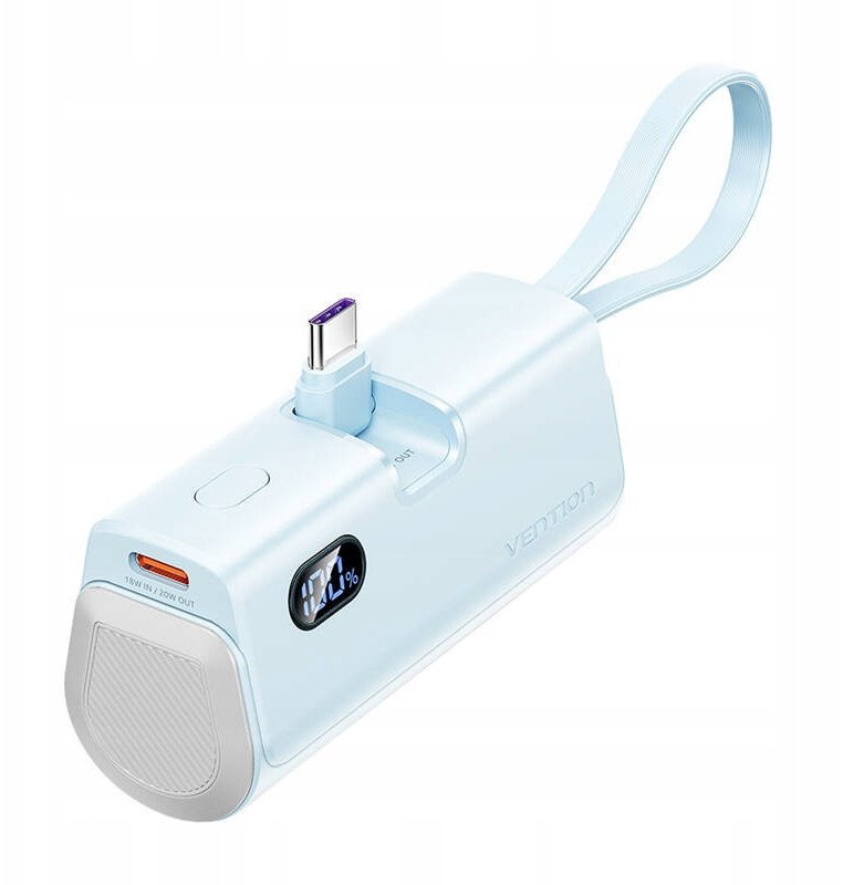 Powerbank Vention wyświetlacz LED 4800mAh 22.5W FHQL0 (niebieski)
