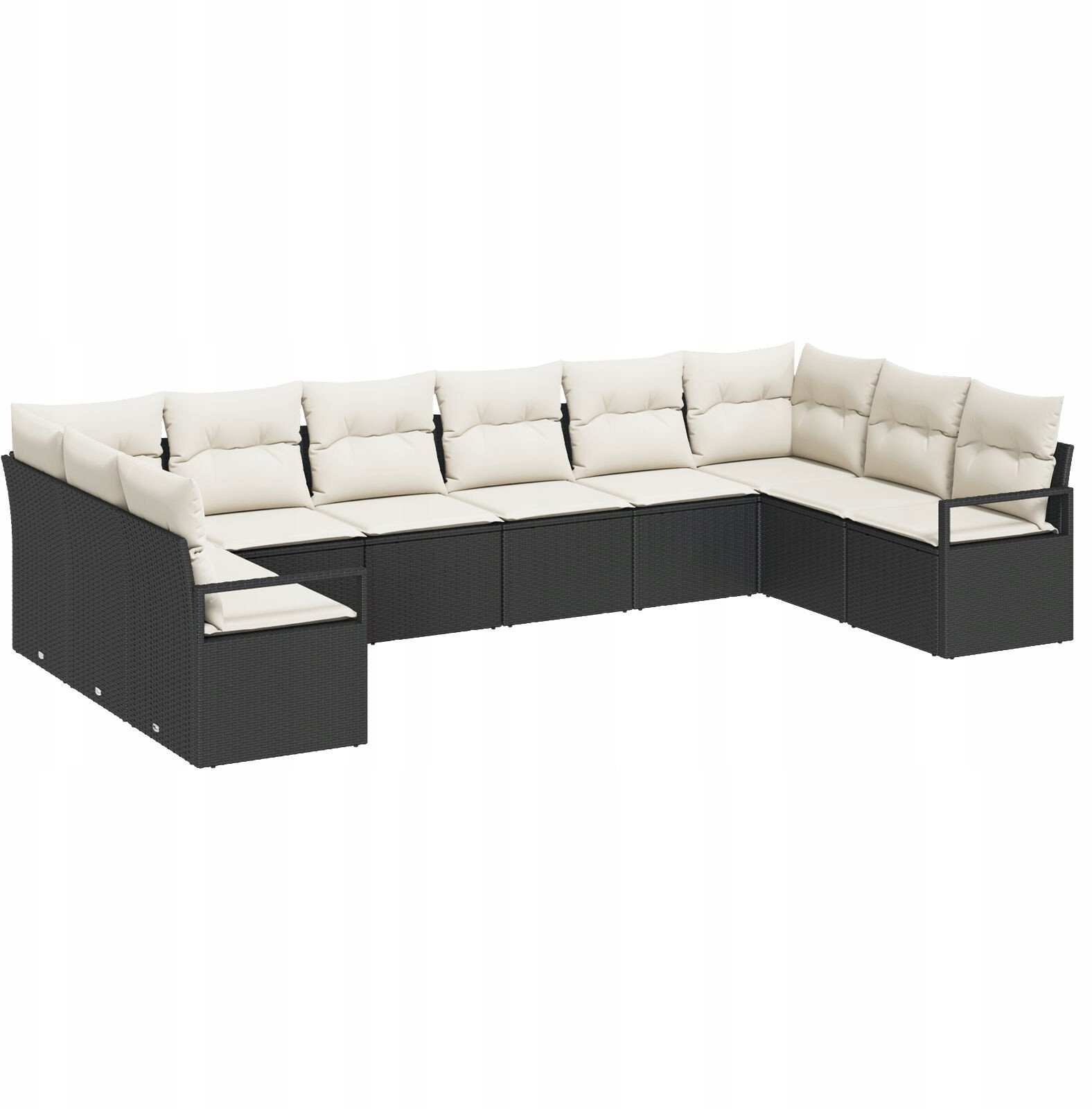 Zestaw Sofy Ogrodowej vidaXL 10-częściowy z Poduszkami Czarny Polirattan, Zestaw Sofy Ogrodowej vidaXL 2-osobowej z Poduszkami Czarny Polirattan