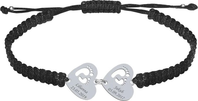 Radziszewska Jewellery Imię Dziecka Bransoletka Serce Stópki dla Mamy srebro GRAWER GRATIS