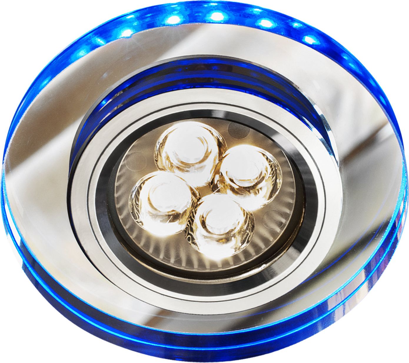 Candellux Oprawa sufitowa oczko halogenowe Candellux SS-23 CH/TR+BL 1x50W GU10 + 2,1W LED SMD chrom, niebieski 2226965 - 2226965