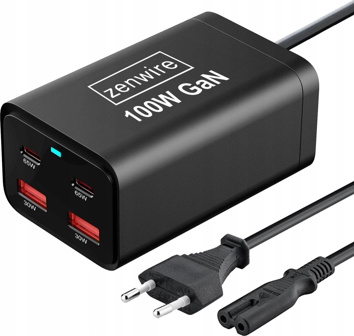 Ładowarka Zenwire Ładowarka Sieciowa Zasilacz 100W Kostka GaN III Kabel AC 2x USB-C 65W 2x USB-A Zenwire YMS-608