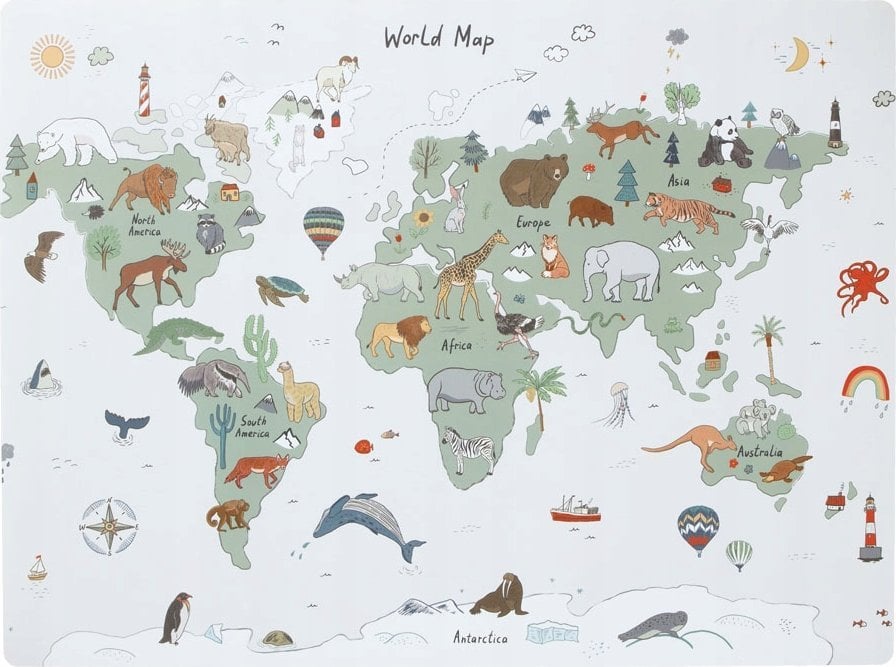 Zeller Mata na biurko z mapą świata, 60 x 45 cm