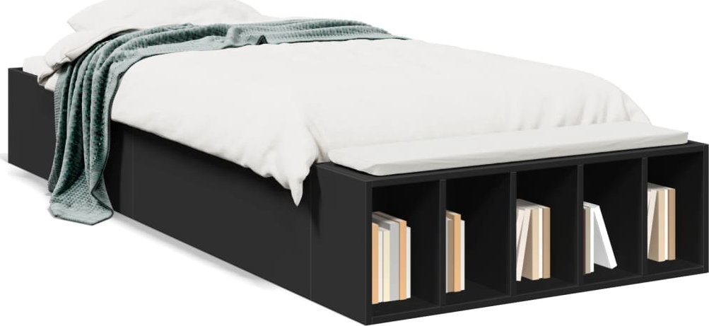 vidaXL vidaXL Rama łóżka, czarna, 90x200 cm, materiał drewnopochodny