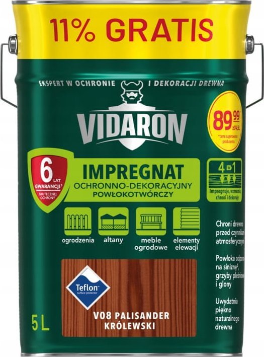 VIDARON Vidaron impregnat powłokotwórczy 5L palisander królewski ochronno-dekoracyjny