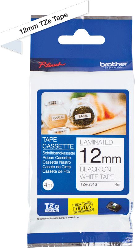 Brother Tapes TZE231S 12mm white/black (TZE231S)
