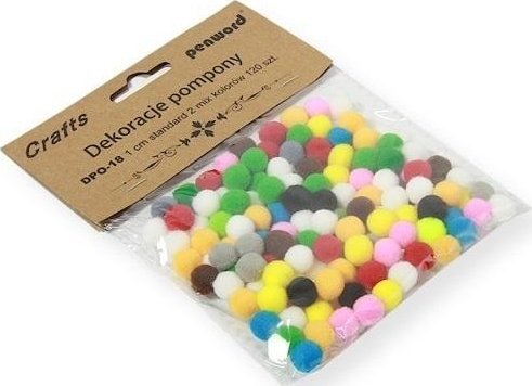 Dekoracje pompony 1cm mix kolorów 120szt