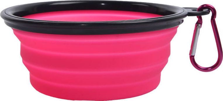 Mersjo Miska silikonowa dla psa składana turystyczna różowa