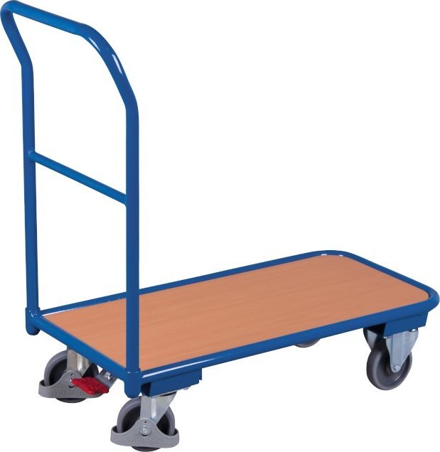 Variofit Lekki wózek platformowy z poręczą, wym. 950x450 mm, kolor niebieski i antracytowy - 200 kg (kolor: niebieski)