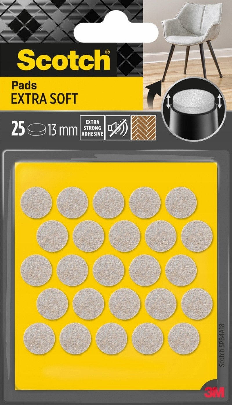 Podkładki przylepne SCOTCH, samoprzylepne, okrągłe, 13mm, 25 szt., beżowe