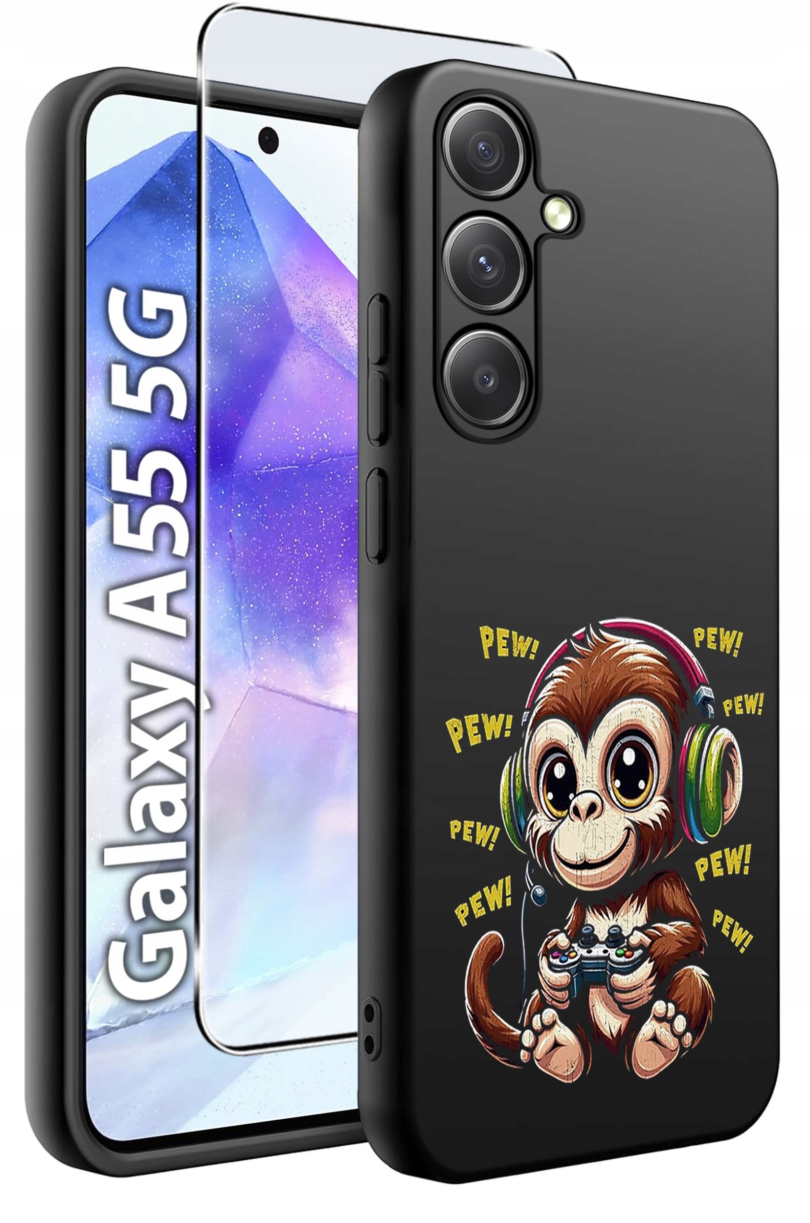 ETUI do Samsung A55 5G WZORY | SILIKONOWE MATT CASE + SZKŁO HARTOWANE 9H