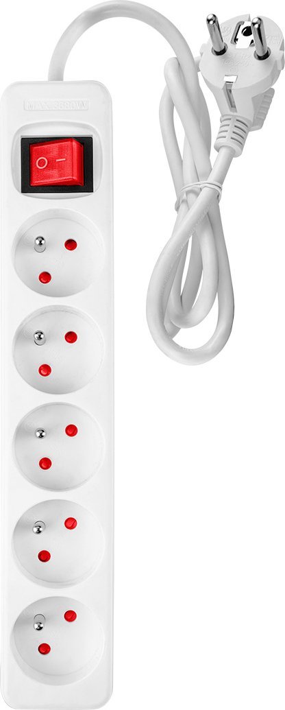 Neo Przedłużacz listwowy 1.5m, 3x1.5mm2, 5G, biały, ON/OFF