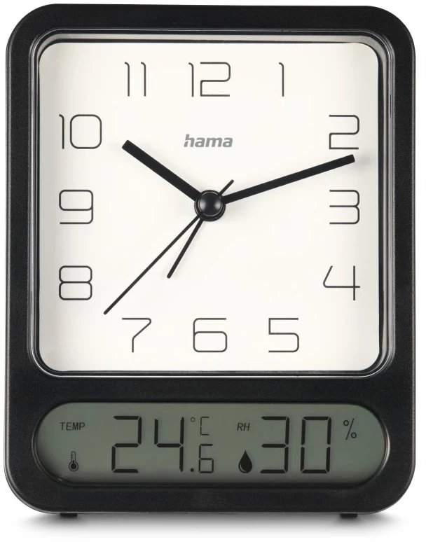 Budzik Pag termometr higrometr Czarny