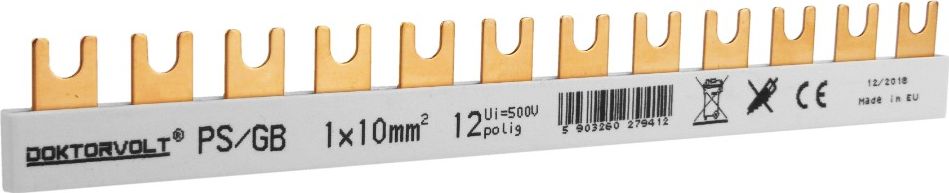 Doktorvolt Szyna łączeniowa grzebieniowa PS/GB obustronnie izolowana 1-fazowa 12-modułowa 10mm2 DV 9412