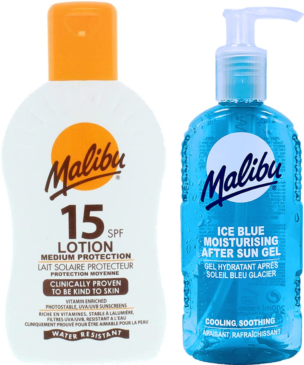 Malibu Wodoodporny Balsam SPF15 200ml + Żel Po Opalaniu 200ml