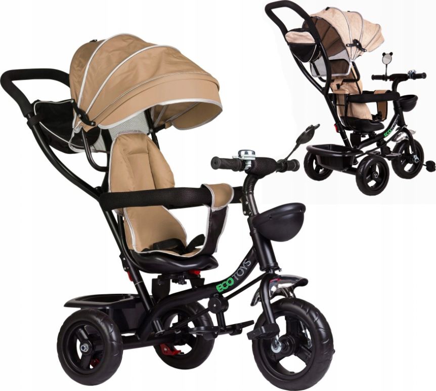 Ecotoys Rowerek trójkołowy, obracane siedzisko, beżowy