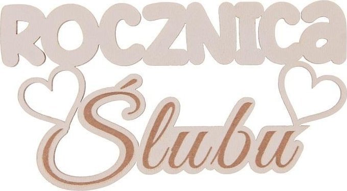 Drewniany napis - Rocznica ślubu 5szt biały