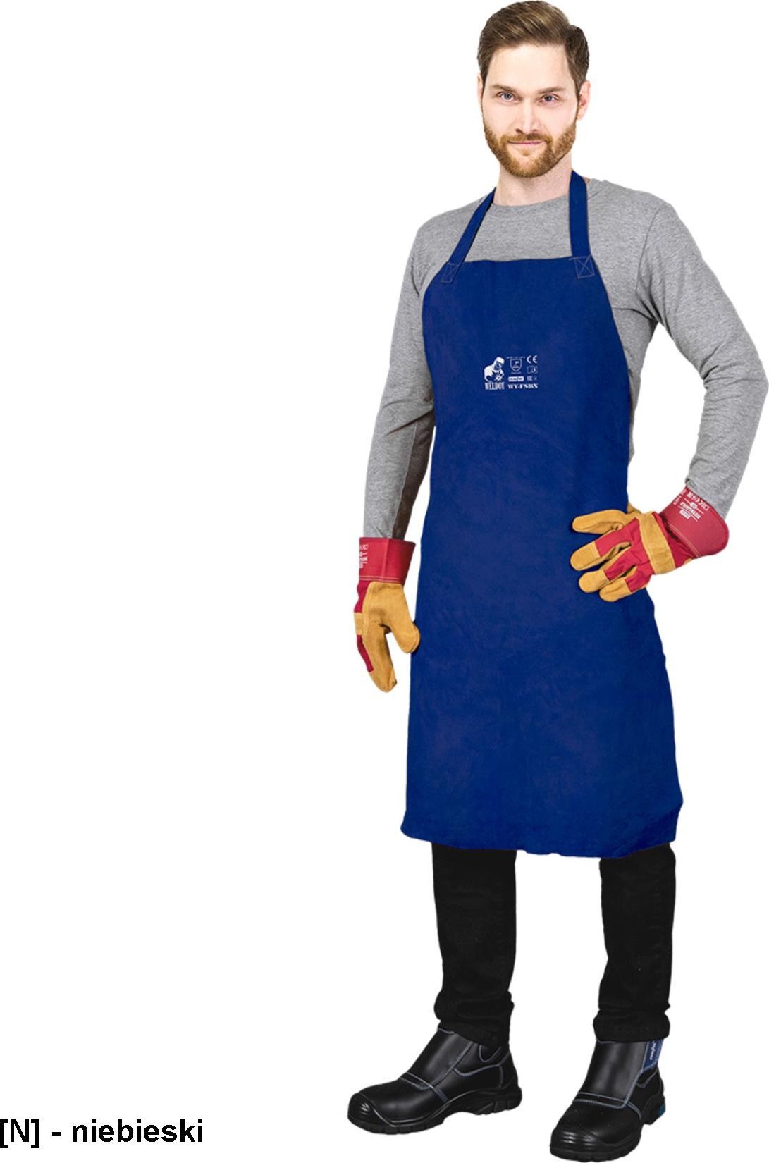 Weldoy WY-FSB - fartuch spawalniczy skórzany przedni, zakładany na szyję, - brązowy - 60X90 cm. uni (60x90)