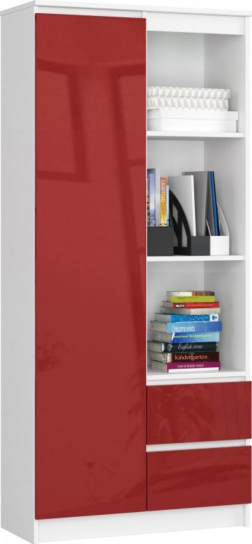 Fabryka Mebli Akord REGAŁ BIUROWY R 80 cm CLP R11 BIAŁY / CZERWONY POŁYSK