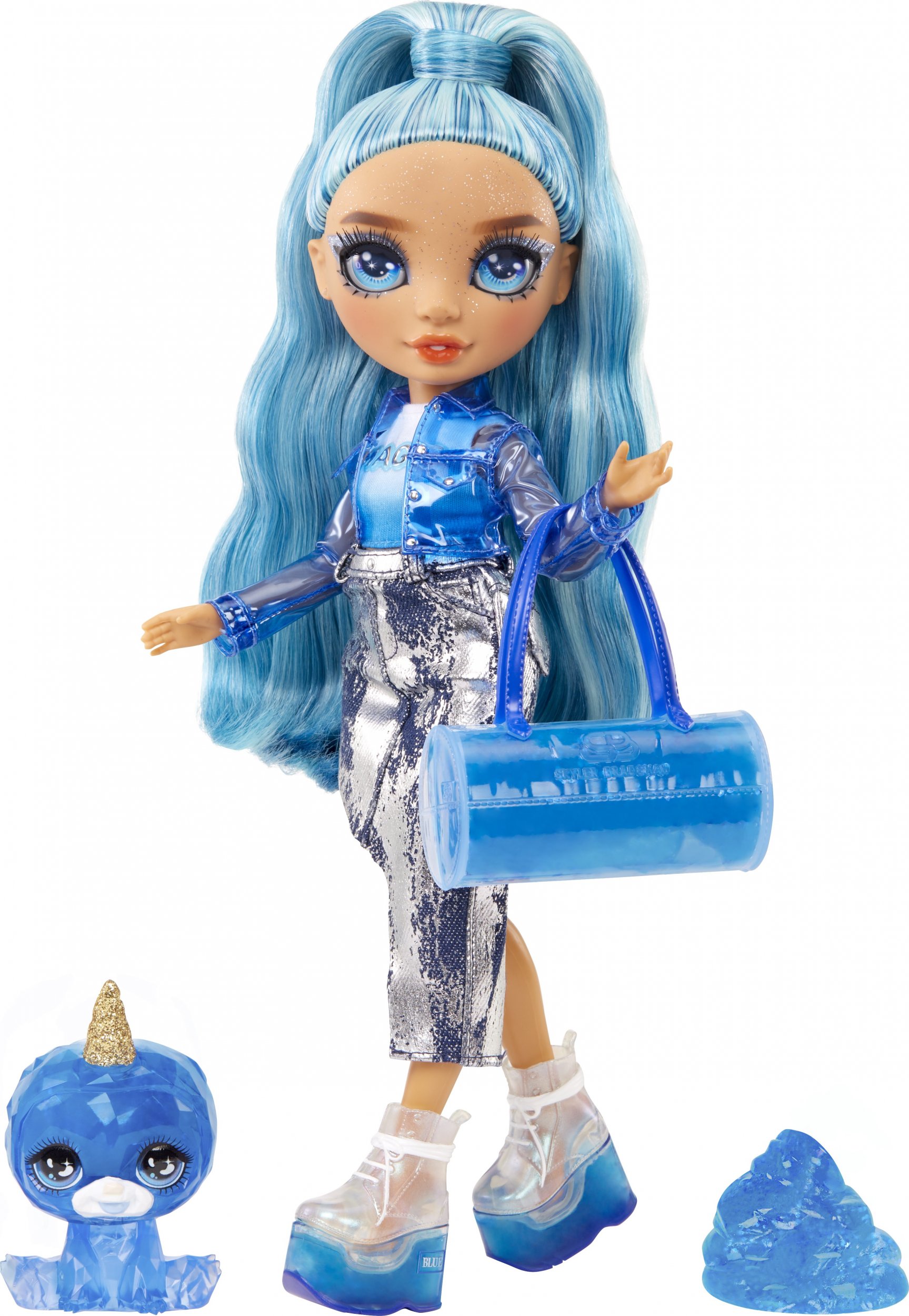 MGA Rainbow High Fashion - Błyszcząca lalka Skyler Bradshaw + zwierzątko i slime 120216