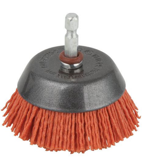 Wolfcraft Szczotka nylonowa doczołowa 65mm trzpień 6mm czerwona (1506000)