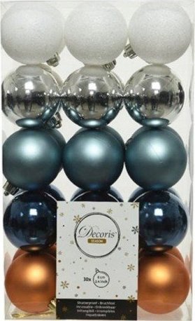 Kaemingk Bombki choinkowe świąteczne kolorowe zestaw 30 szt.