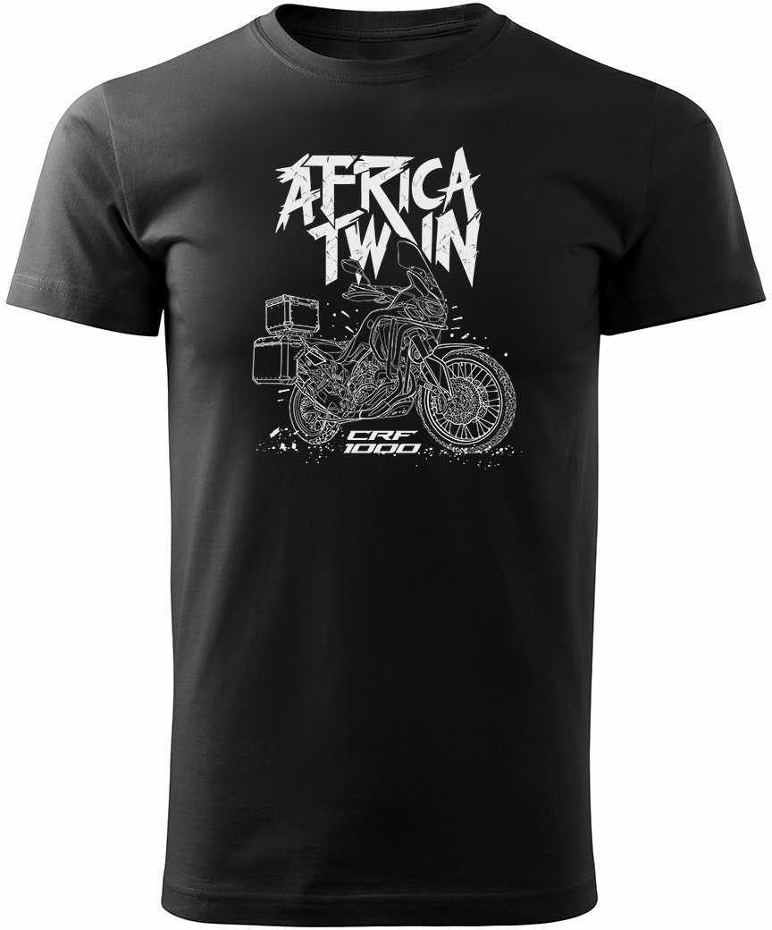 Koszulka motocyklowa z motocyklem Honda Africa Twin CRF1000L męska czarna L