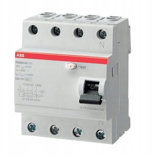 ABB Wyłącznik wyłącznik różnicowy 4P 63A 30mA AC bezzwłoczny FH204 AC-63/0.03 2CSF204002R1630