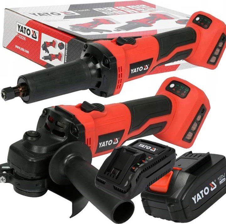 Szlifierka Yato ZESTAW SZLIFIEREK SZLIFIERKA KĄTOWA + PROSTA AKU 18V 4AH ZESTAW YATO