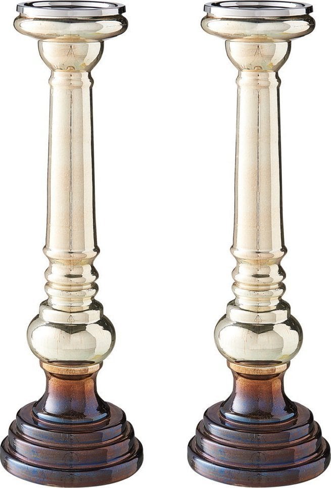 Beliani Zestaw Dwóch Świeczników Szklanych 40 Cm Złoty Imarti!