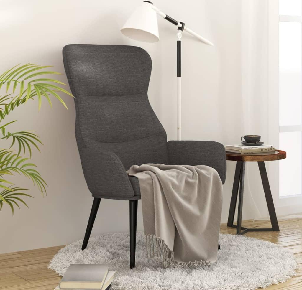 vidaXL vidaXL Krzesło wypoczynkowe, ciemnoszare, obite tkaniną