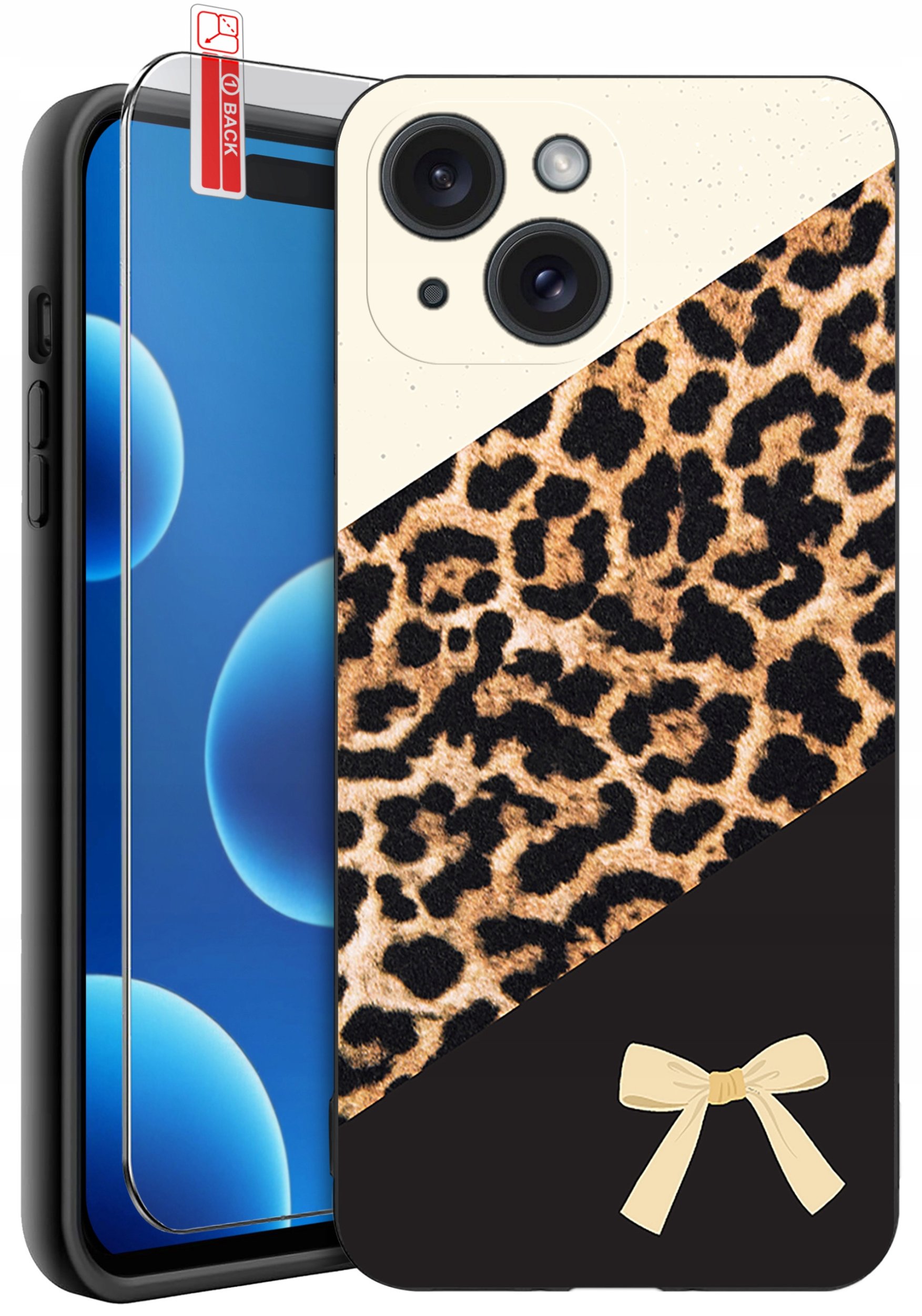 ETUI do iPhone 15 | WZORY | SILIKONOWE MATT CASE + SZKŁO 9H