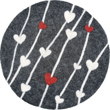 Cilio Podkładka pod gorące naczynia, śred. 21 cm, owcza wełna, szaro-biała / Cilio