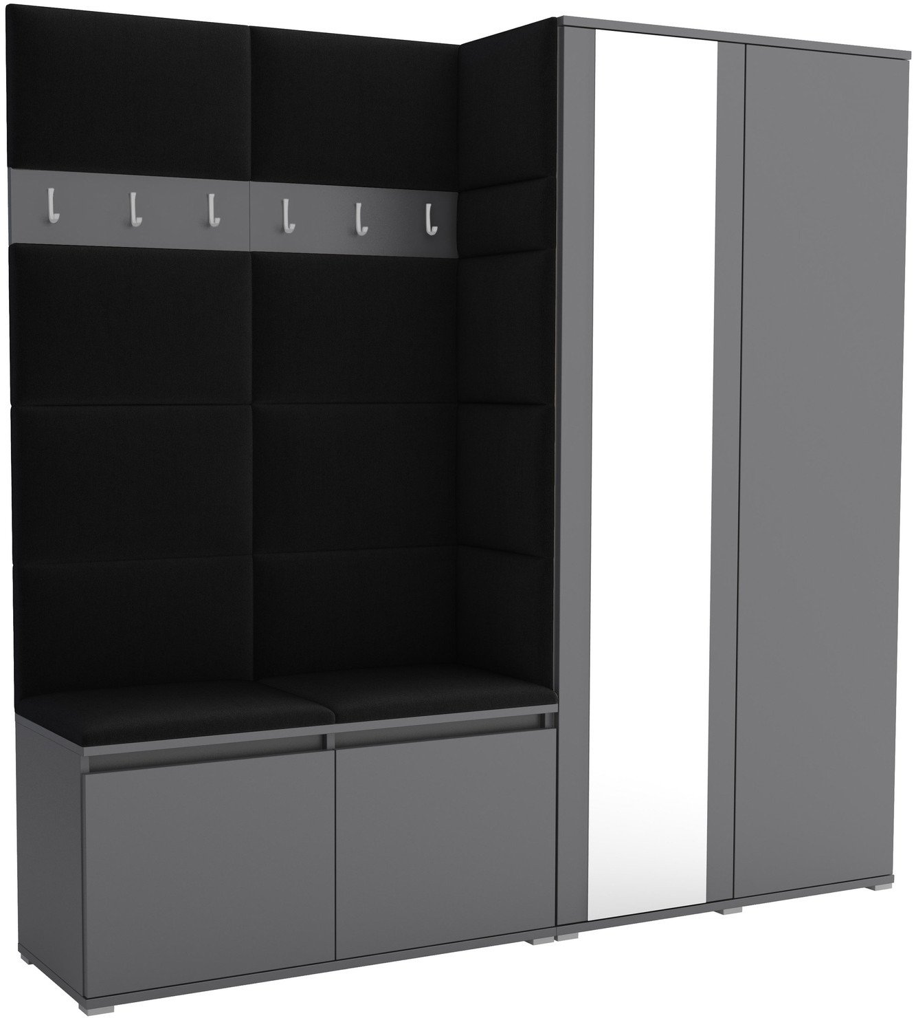 Tapicerowana garderoba Noris IV z lustrem - kolor antracyt + tkanina Trinity 16