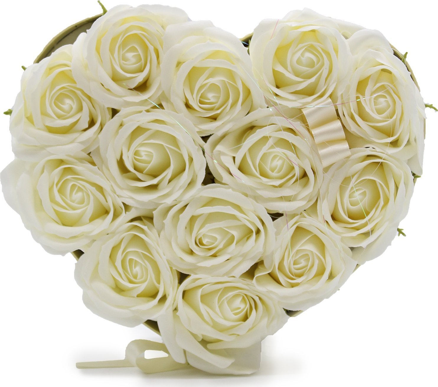 Bispol Mydlany Flower Box - 13 Kremowych Róż w Pudełku w kształcie Serca