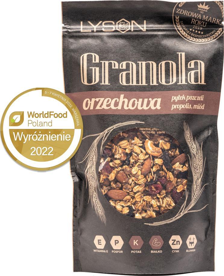 Łysoń Granola orzechowa miód pyłek propolis