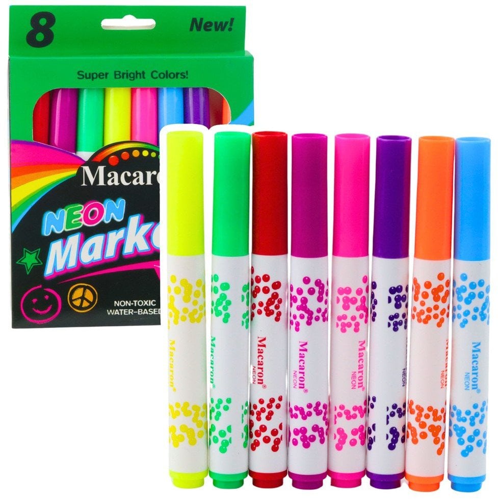 Zestaw Pisaki Neonowe Szkolne Tusz Wodny Kolorowe 8szt