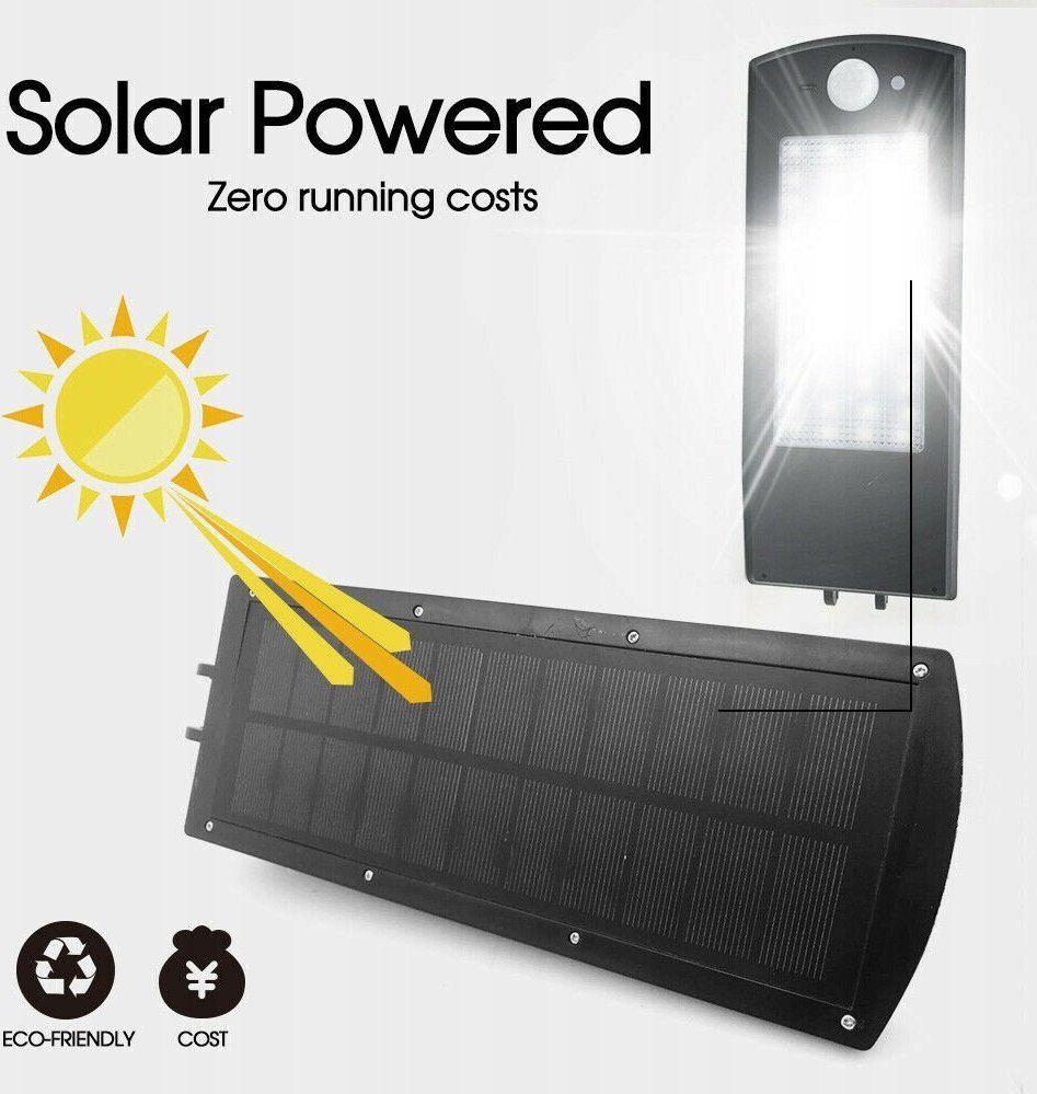 Kinkiet Lampa solarna 48W z pilotem, czujnikiem ruchu i zmierzchu