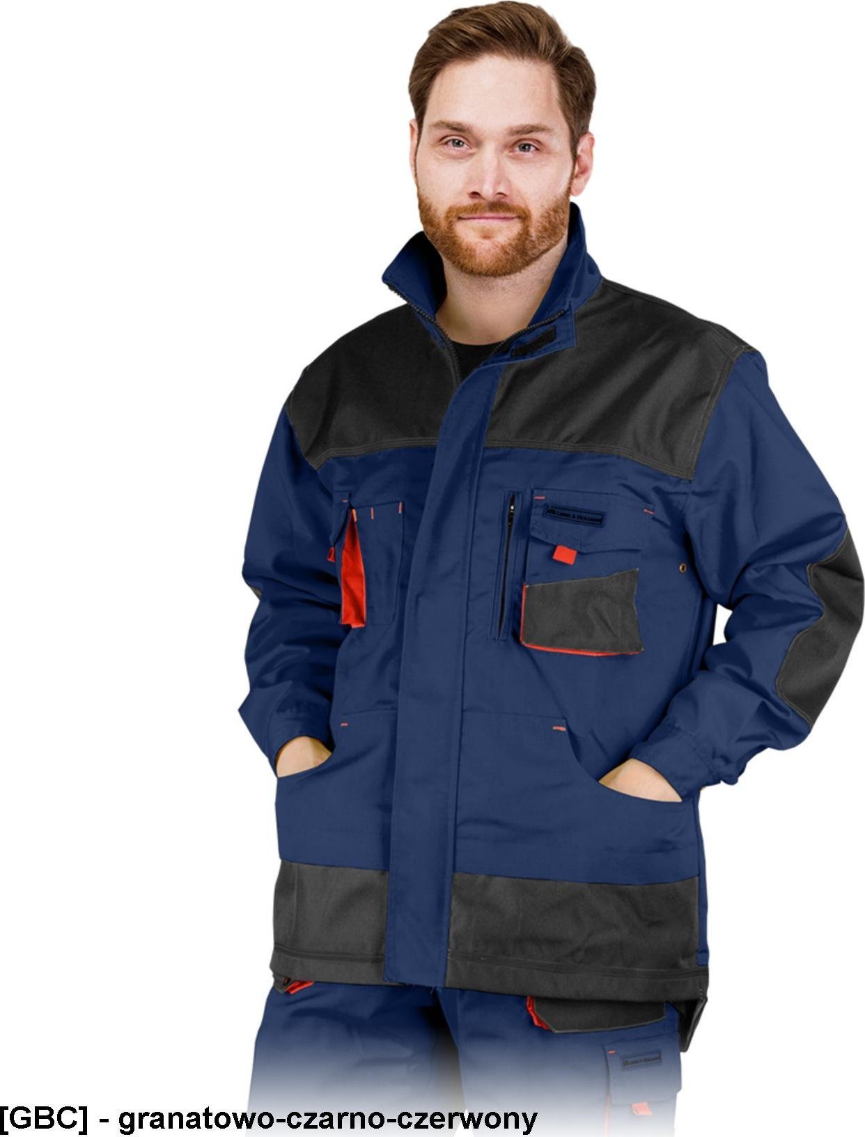 R.E.I.S. LH-FMN-J - bluza ochronna zapinana na suwak oraz na rzepy, - granatowo-czarno-czerwony S