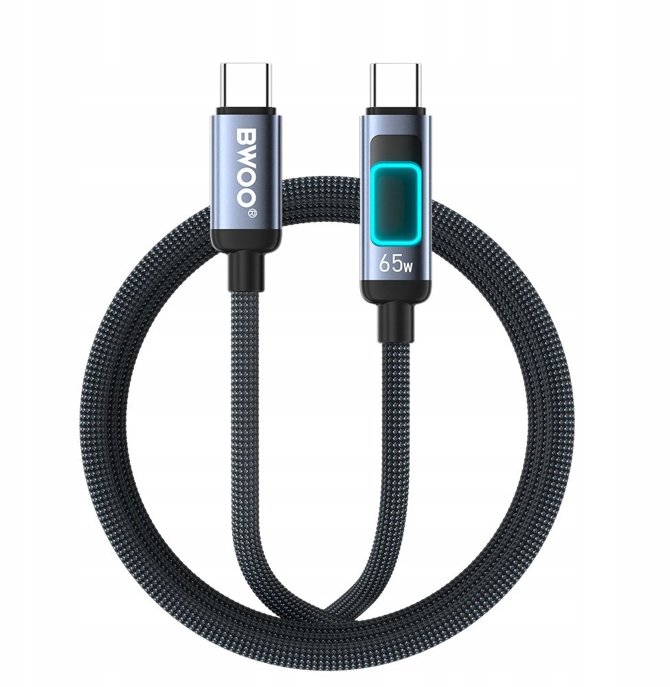 BWOO kabel pleciony z podświetleniem PD 60W X324CC USB-C - USB-C