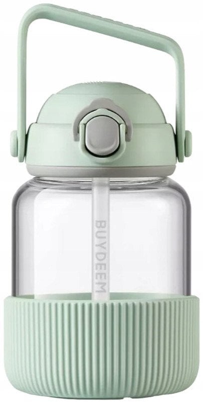 BUYDEEM Szklany bidon ze słomką 800 ml, model DG78, kolor Cozy Greenish