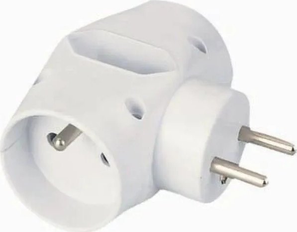 PremiumCord PREMIUMCORD Roztrojka 230V 10A, 2x kulatá +1x plochá zásuvka, bílá