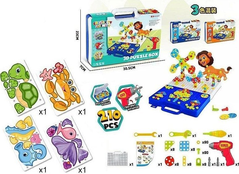 Układanka puzzle do przykręcania w walizce