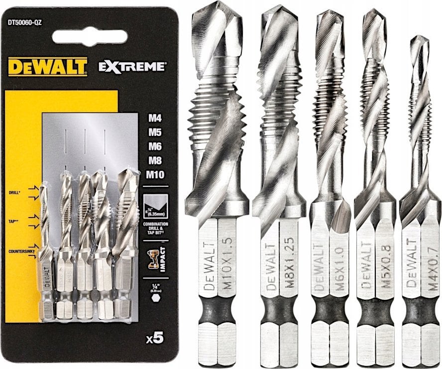Wiertło Dewalt Wiertła samogwintujące M4-10 uch.HEX 5szt