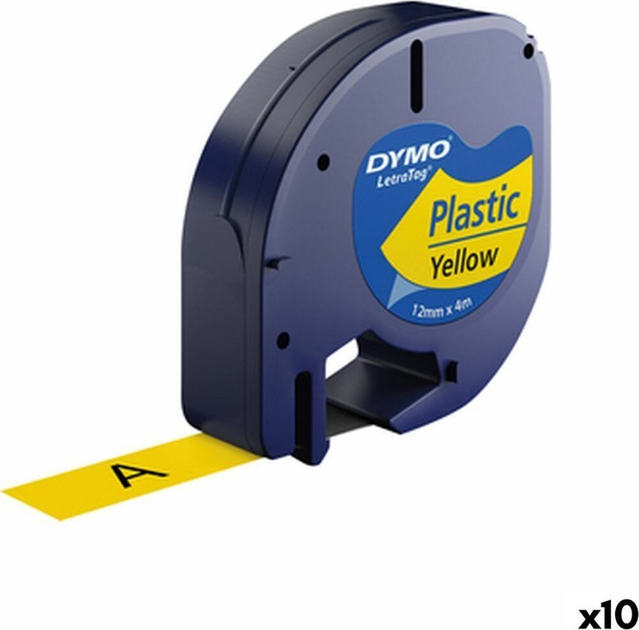 Dymo Laminowana Taśma do Drukarki Etykiet Dymo 91202 LetraTag Czarny Żółty 12 mm (10 Sztuk)