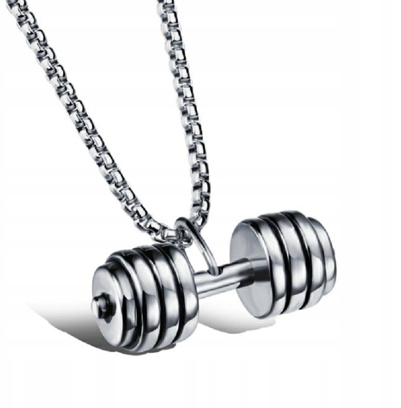 NASZYJNIK Srebrny SZTANGA HANTLA SIŁOWNIA 360