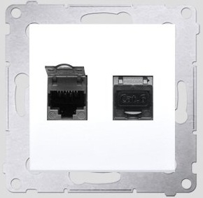 Kontakt-Simon Gniazdo komputerowe podwójne SIMON54 2xRJ45 kat.6 ekranowane białe - D62E.01/11