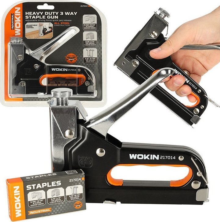 KIK WOKIN Zszywacz tapicerski ręczny taker mocny do zszywek płaskich w kształcie U gwoździ 4-14mm