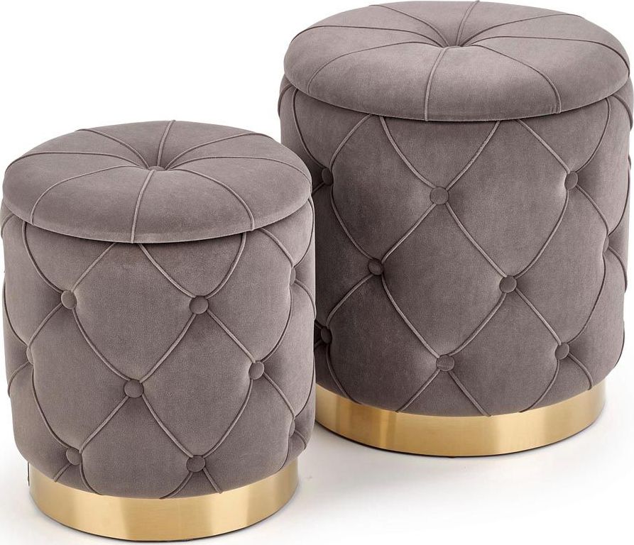 Elior Zestaw puf pikowanych Betty - popiel